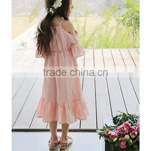 O-neck Short Sleeves Summer Children's off Shoulder Dress thumbnail-3