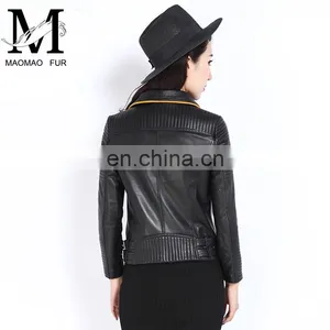 2017 Wholesale Women Real Leather Coat Lady Spring Overcoat thumbnail-1