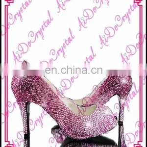 Aidocrystal Pink Crystal Wedding High Heels Ladies Low Heel Fish Mouth Sandals Made in China thumbnail-1
