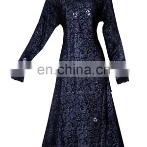 Women's Black Color Burkha With Diamond Stone Work & Printed Satin / Embroidery Work Islamic Style Burkha thumbnail-2