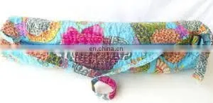 New Kantha Quilt Yoga Mat Bags Wholesale Lot With Zipper India Indian Handmade Designer Fruit Print With Kantha Yellow Yoga Bag thumbnail-4