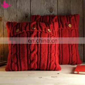 Wholesale Plain Dyed Eco-Friendly 100% Cotton/Acrylic Decorative Chunky Knit Throw Pillow/Cushion Cover thumbnail-2