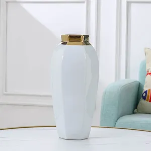 Jingdezhen Electroplate Gild Modern Simple White Ceramic Vase For Indoor Decor thumbnail-4