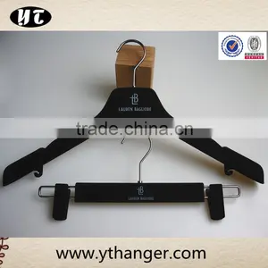 Black Velvet Flocked Hanger and Pants Hanger for Wholesale thumbnail-1