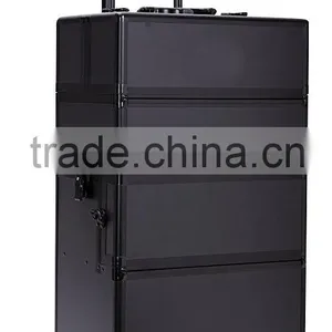 Professional 4-in-1 Trolley Makeup Artist Case,professional Cosmetic Trolley Cases,OEM Black Rolling Aluminum Makeup Vanity Case thumbnail-3