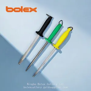 Sharpening Steel Sharpeners Rods Polished Butchers Knife Oval Round Diamond Professional Chef's Steel thumbnail-1
