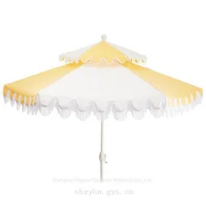 Terrace Sunbrella Double-layer Fringed Patio Umbrella, Garden Sunshade Umbrella, Hand-cranked Center Pole Umbrella thumbnail-1