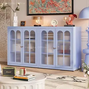 Customizable Metal Arched Office Storage Cabinet, Dust-proof Document Bookcase With Reeded Glass for Professional Workspace thumbnail-5