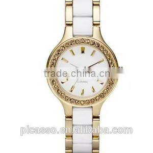 Black Silver Ceramic Quartz Ladies Bracelet Watch 8138 thumbnail-4