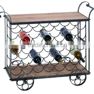 Wood Wine Trolley Storage Rack Display Hotel Bar Decor thumbnail-1