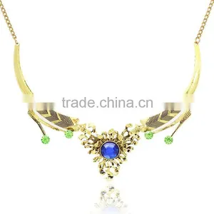 Women Jewelry 18k Gold Plated Pink Crystal Choker Chunky Statement Bib Necklace thumbnail-4