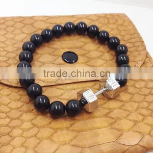 316 Stainless Steel Fitness Charm Bracelet Fitness Jewelry Dumbbell Bracelet thumbnail-4