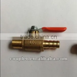 Brass Miniball Valve. 1/4" NPT x 1/4" Barb. thumbnail-1