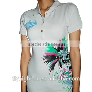 Polo Neck Logo Embroidered Women T Shirts thumbnail-5
