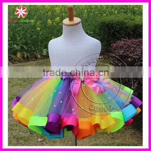 2015 Newest Baby Girl Skirt Kids Rainbow Tutu Skirts Hot Selling Pettiskirt Tutu for Custome Party Wedding thumbnail-1