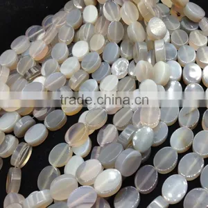 WholeSale High Quality Price Polish Double Flat Shape Grey Agate Oval Loose Beads for Jewelry Making thumbnail-3