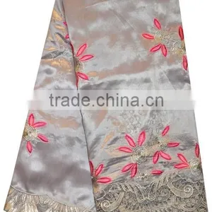 High Quality Silver African Embroidery Silk George for Weeding & Party GK040-5 thumbnail-1
