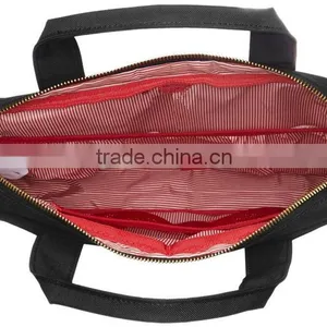 Stylish and Unique Business Bags With Gold Zippers,leather Zipper Straps, Red Pinstripe Inner Lining thumbnail-4