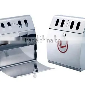 Stainless Steel Wall Mounted Ashtray/cigarette Bin/king Set thumbnail-1