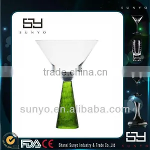 Green Color Thick Stem Comb Martini Glasses thumbnail-1
