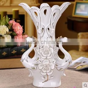 Fashion Gold Outline Peacock White Vases for Wedding Centerpieces thumbnail-1