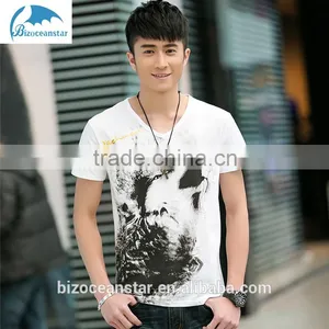 New Men's Short Sleeve T-shirt Men's V-neck Chinese Wind Printing Men's T-shirt thumbnail-3