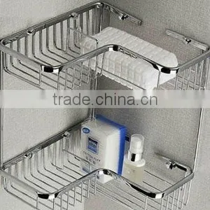 Double Polished Bathroom Brass Corner Basket LX-8170 thumbnail-1