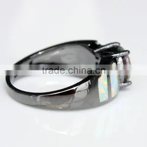 Custom Wholesale Opal Inlay Black Gold Ring 925 Sterling Silver Rainbow Mystic Topaz Ring Quality Choice thumbnail-6