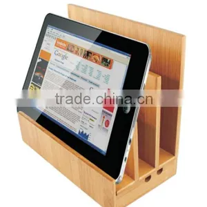 Universal Desktop Multi Wooden Bamboo Cell Mobile Phone Charging Station for Tablet thumbnail-1