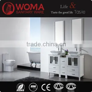 Modern Oak Wood Double Basins Floor Vanity Bathroom Furniture Wooden Cabinet No.3199D thumbnail-1