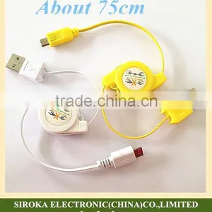 USB 2.0 5pin Micro Usb Charging Cable With Retractable Sync Transfer Cable for Mobile Cellphone thumbnail-2