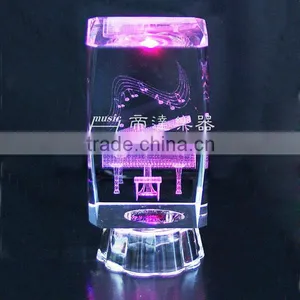 High Quality 3D Crystal Laser Engraving Gifts,music Note Crystal for Souvenir. thumbnail-1