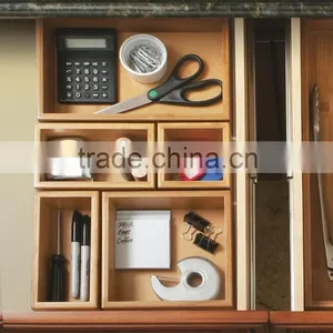 2015 Newest Bamboo Drawer Organizer Storage Kitchenware Stationery Boxes thumbnail-2