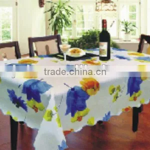 Pvc Non-woven Flower Design Ruffled Table Cloth, Latest Design Printing Ruffled Table Cloth thumbnail-1