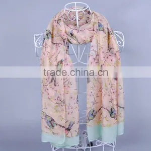 Fashion Bird Tree Women Scarf Voile Scarves 180*90 Pashmina thumbnail-1