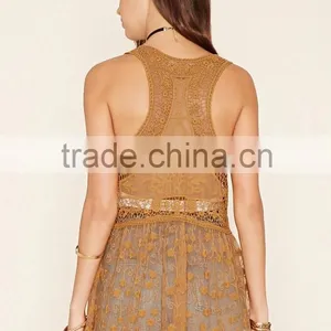 Summer Return To The Ancients Style Embroidered Mesh Tunic Dress For Women thumbnail-4