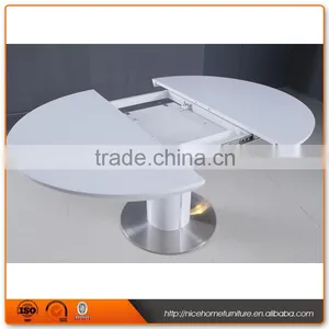 (120-160)*120*76 Extension High Gloss Stainless Steel Dining Table Designs thumbnail-2