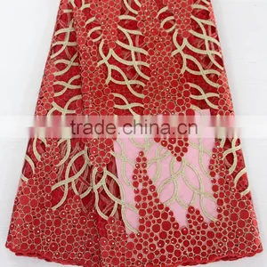 2016 High Quality African Tulle Lace Fabrics for Asoebi/ Nigeria Bridal Embroidered Tulle Lace Fabric thumbnail-4