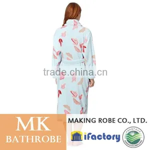 Black Floral Microfiber Fleece Dressing Gown thumbnail-5
