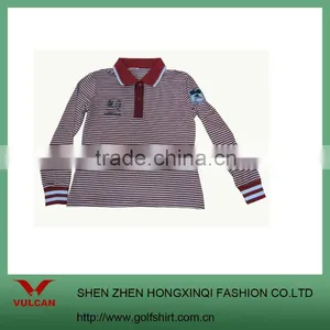 Long Sleeve Red Stripe Rugby Shirt With Embroidery Logo thumbnail-1
