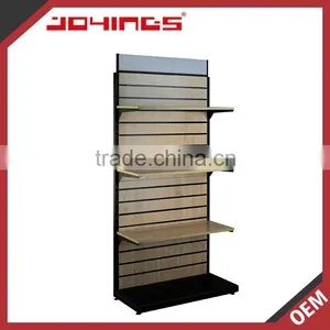 Floor Standing Maple MDF Slatwall Black Gondola Shelves thumbnail-1
