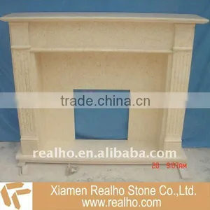 Beige Marble Modern Fireplace thumbnail-1