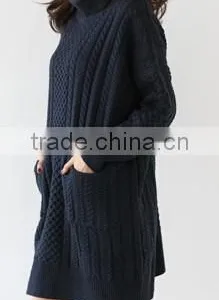 Long Pattern Warm Lady Sweater Dress thumbnail-2