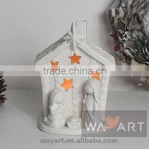Ceramic Series Christmas Nativity Manger House Candle Holders thumbnail-2