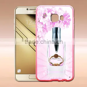 Hot Selling Wholesale Fashion Prefume Transparent TPU+PC Phone Case With Stretch Ring Stand Bracket For Samsung C5 thumbnail-1