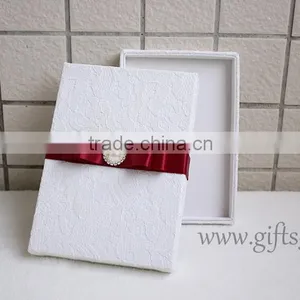 Handmade Elegant White Lace Wedding Invitation Boxes thumbnail-5