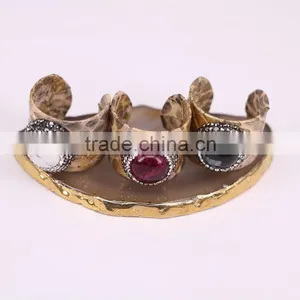 Fashion Agate, Turquoise Gemstone Snakeskin Rings, With Crystal Zircon Paved Charm Jewelry Finger Druzy Ring thumbnail-5
