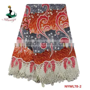 Newest Design Ankara Wax Mix Lace Fabric African Dutch Wax With Polyester Lace thumbnail-1