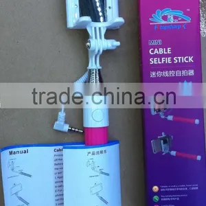 Mini Extendable Wired Selfie Stick With Built-in Remote Shutter thumbnail-2