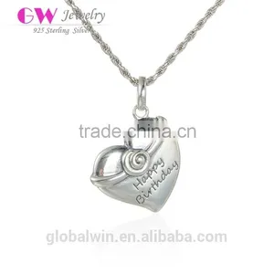European Designs Lovely S925 Sterling Silver Heart Pendant For Birthday Gift thumbnail-1